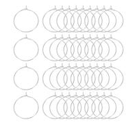 sourcing map 100Pcs Earring Beading Hoops, 25mm / 1" Plated Hoop Earring Findings Round Open Rings for DIY Jewelry Pendant Crafts, Dark Silver