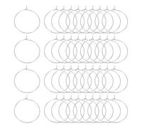 sourcing map 100Pcs Earring Beading Hoops, 30mm / 1.2" Plated Hoop Earring Findings Round Open Rings for DIY Jewelry Pendant Crafts, Dark Silver