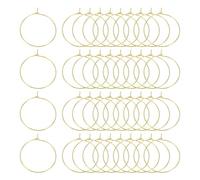 sourcing map 100Pcs Earring Beading Hoops, 30mm / 1.2" Plated Hoop Earring Findings Round Open Rings for DIY Jewelry Pendant Crafts, Gold