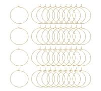 sourcing map 100Pcs Earring Beading Hoops, 30mm / 1.2" Plated Hoop Earring Findings Round Open Rings for DIY Jewelry Pendant Crafts, Light Gold