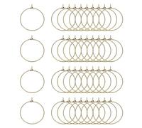 sourcing map 100Pcs Earring Beading Hoops, 30mm / 1.2" Plated Hoop Earring Findings Round Open Rings for DIY Jewelry Pendant Crafts, Bronze