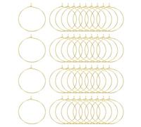 sourcing map 100Pcs Earring Beading Hoops, 35mm / 1.4" Plated Hoop Earring Findings Round Open Rings for DIY Jewelry Pendant Crafts, Gold