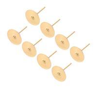 sourcing map 100Pcs Earring Posts, 10mm/0.4inch Stainless Steel Flat Pad Blank Earring Tray Studs Findings for Jewelry DIY, Light Gold