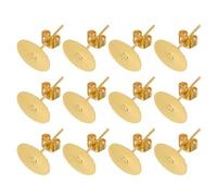 sourcing map 100Pcs Earring Posts and Backs, 10mm/0.39inch Flat Pad Blank Earring Tray Studs with Butterfly Backs for Craft Jewelry DIY, Light Gold