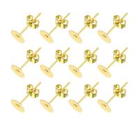 sourcing map 100Pcs Earring Posts and Backs, 6mm/0.24inch Flat Pad Blank Earring Tray Studs with Butterfly Backs for Craft Jewelry DIY, Gold