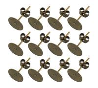 sourcing map 100Pcs Earring Posts and Backs, 8mm/0.31inch Flat Pad Blank Earring Tray Studs with Butterfly Backs for Craft Jewelry DIY, Bronze