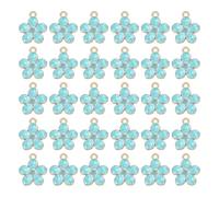 sourcing map 100Pcs Enamel Charm Cherry Blossom 17x14mm Alloy Cute Small Flower Charm Gold Plated Pendant for Jewelry Making Bracelets Necklace Earrings Keychain DIY Accessories, Sky Blue