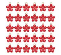 sourcing map 100Pcs Enamel Charm Cherry Blossom 17x14mm Alloy Cute Small Flower Charm Gold Plated Pendant for Jewelry Making Bracelets Necklace Earrings Keychain DIY Accessories, Dark Red