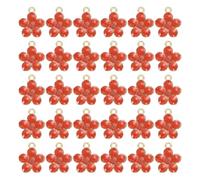sourcing map 100Pcs Enamel Charm Cherry Blossom 17x14mm Alloy Cute Small Flower Charm Gold Plated Pendant for Jewelry Making Bracelets Necklace Earrings Keychain DIY Accessories, Red