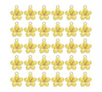 sourcing map 100Pcs Enamel Charm Cherry Blossom 17x14mm Alloy Cute Small Flower Charm Gold Plated Pendant for Jewelry Making Bracelets Necklace Earrings Keychain DIY Accessories, Yellow