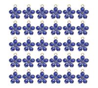 sourcing map 100Pcs Enamel Charm Cherry Blossom 17x14mm Alloy Cute Small Flower Charm Gold Plated Pendant for Jewelry Making Bracelets Necklace Earrings Keychain DIY Accessories, Dark Blue