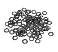 sourcing map 100Pcs External Tooth Lock Washers, M5 Carbon Steel Serrated Locking Washers for Screw Bolt Mechanical Equipment Fasteners, Black