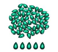 sourcing map 100PCS Flat Back Acrylic Teardrop Gems 6x10mm Artificial Rhinestones for DIY Crafts Bead Wedding Party Face Painting Jewelry Making Green