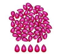 sourcing map 100PCS Flat Back Acrylic Teardrop Gems 6x10mm Artificial Rhinestones for DIY Crafts Bead Wedding Party Face Painting Jewelry Making Pink