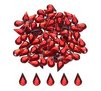 sourcing map 100PCS Flat Back Acrylic Teardrop Gems 6x10mm Artificial Rhinestones for DIY Crafts Bead Wedding Party Face Painting Jewelry Making Deep Red