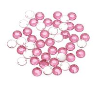 sourcing map 100Pcs Flat Back Sew on Rhinestones Beads, 10mm Clear Crystal Round Gems with Hole for Craft Clothing Decorations, Pink