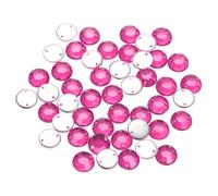 sourcing map 100Pcs Flat Back Sew on Rhinestones Beads, 10mm Clear Crystal Round Gems with Hole for Craft Clothing Decorations, Rose Red