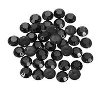 sourcing map 100Pcs Flat Back Sew on Rhinestones Beads, 10mm Clear Crystal Round Gems with Hole for Craft Clothing Decorations, Black