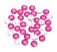 sourcing map 100Pcs Flat Back Sew on Rhinestones Beads, 7mm Clear Crystal Round Gems with Hole for Craft Clothing Decorations, Rose Red