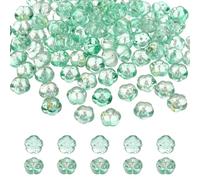 sourcing map 100pcs Glass Beads, 6mm x 10mm Pumpkin Spacer Beads Crystal Bulk Loose Bracelet Charm for Thanksgiving Earring, Halloween, Jewelry Making, DIY Craft, Blue Green