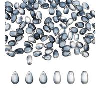 sourcing map 100pcs Glass Beads, 6mm x 13mm Teardrop Crystal Glass Beads Transparent Water Drop Bulk Loose Bracelet Charm for Jewelry Making, DIY Craft Necklaces Bracelets, Gray Wash