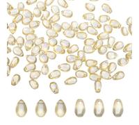 sourcing map 100pcs Glass Beads, 6mm x 25mm Teardrop Crystal Glass Beads Transparent Water Drop Bulk Loose Bracelet Charm for Jewelry Making, DIY Craft Necklaces Bracelets, Gold Glitter