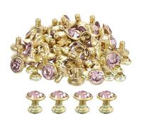 sourcing map 100Pcs Gold Pink Rhinestone Rivets, 8mm/0.31" Leathercraft Rivets Crystal Rivets Metal Double Cap Rhinestone Stud Rivets Stud for DIY Leather Craft Making Purse Clothing