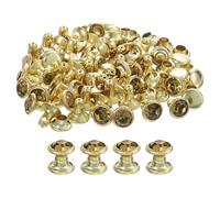 sourcing map 100Pcs Gold Yellow Rhinestone Rivets, 6mm/0.24" Leathercraft Rivets Crystal Rivets Metal Double Cap Rhinestone Stud Rivets Stud for DIY Leather Craft Making Purse Clothing