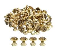 sourcing map 100Pcs Gold Yellow Rhinestone Rivets, 8mm/0.31" Leathercraft Rivets Crystal Rivets Metal Double Cap Rhinestone Stud Rivets Stud for DIY Leather Craft Making Purse Clothing