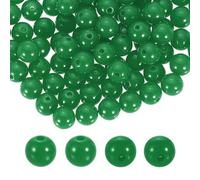 sourcing map 100pcs Green Acrylic Round Beads 10mm Dia 1.9mm Hole Plastic Resin Smooth Balls Loose Bead for Jewelry Making Bracelets Necklace Earrings DIY