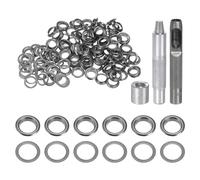 sourcing map 100pcs Grommet Tool Kit 10mm Copper Grommet Eyelet Set with Hole Hollow Punch, Grommet Setter Tools for Clothing Leather Fabric Belt, Black