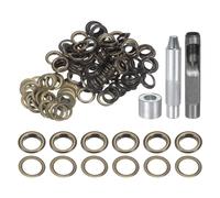 sourcing map 100pcs Grommet Tool Kit 14mm Copper Grommet Eyelet Set with Hole Hollow Punch, Grommet Setter Tools for Clothing Leather Fabric Belt, Bronze