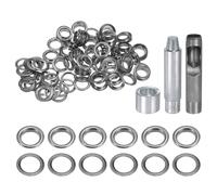 sourcing map 100pcs Grommet Tool Kit 17mm Copper Grommet Eyelet Set with Hole Hollow Punch, Grommet Setter Tools for Clothing Leather Fabric Belt, Black