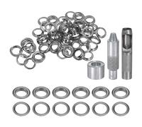 sourcing map 100pcs Grommet Tool Kit 18mm Copper Grommet Eyelet Set with Hole Hollow Punch, Grommet Setter Tools for Clothing Leather Fabric Belt, Black