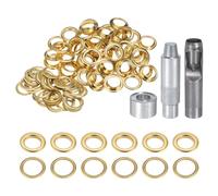 sourcing map 100pcs Grommet Tool Kit 20mm Copper Grommet Eyelet Set with Hole Hollow Punch, Grommet Setter Tools for Clothing Leather Fabric Belt, Gold Tone