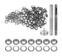 sourcing map 100pcs Grommet Tool Kit 4.5mm Copper Grommet Eyelet Set with Hole Hollow Punch, Grommet Setter Tools for Clothing Leather Fabric Belt, Black