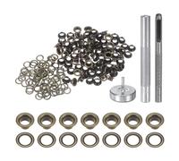 sourcing map 100pcs Grommet Tool Kit 4mm Copper Grommet Eyelet Set with Hole Hollow Punch, Grommet Setter Tools for Clothing Leather Fabric Belt, Bronze