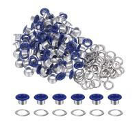 sourcing map 100PCS Grommets Eyelets 1/4 Inch (6mm) ID Hole Metal Self Backing Eyelet with Washers for Shoes Leather Bead Cores Canvas Tag, Dark Blue