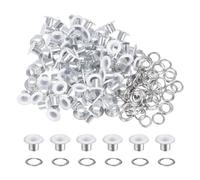 sourcing map 100PCS Grommets Eyelets 1/5 Inch (5mm) ID Hole Metal Self Backing Eyelet with Washers for Shoes Leather Bead Cores Canvas Tag, White
