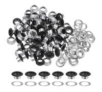 sourcing map 100PCS Grommets Eyelets 3/10 Inch (8mm) ID Hole Metal Self Backing Eyelet with Washers for Shoes Leather Bead Cores Canvas Tag, Matt Black