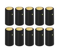 sourcing map 100Pcs Heat Shrink Wine Bottle Capsule Black/Gold 32x50mm | PVC Shrink Cap Wrap Seal Top Cover Tear Tab for Wine Cellars and Home Kitchen