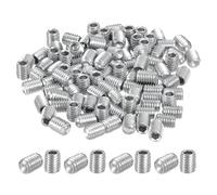 sourcing map 100Pcs Hex Socket Grub Screw, M6x8mm 304 Stainless Steel Head Socket Set Screws Flat Point Grub Bolt for Door Handles, Light Fixture Repair