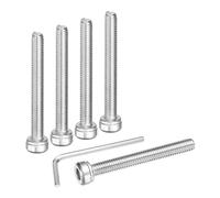 sourcing map 100Pcs Hex Socket Head Cap Screws Bolts, M3x25mm 304 Stainless Steel Socket Drive Machine Screws Bolts with Wrench, Full Threaded, Silver