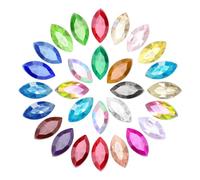 sourcing map 100Pcs Horse Eye Shape Rhinestones, 6 x 12 mm Point Back Rhinestone Beads for Jewelry Making Crafts Costume Crystal Embellishments, Multicolored