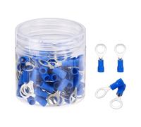 sourcing map 100Pcs Insulated Ring Terminal RV1.25-6 Battery Lugs 22-16AWG Electrical Crimp Terminals Eyelet Wire Connectors for Industrial, Electrical Wiring, Blue