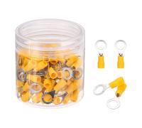 sourcing map 100Pcs Insulated Ring Terminal RV1.25-6 Battery Lugs 22-16AWG Electrical Crimp Terminals Eyelet Wire Connectors for Industrial, Electrical Wiring, Yellow
