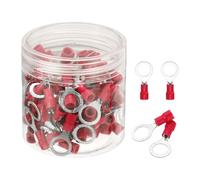 sourcing map 100Pcs Insulated Ring Terminal RV1.25-8 Battery Lugs 22-16AWG Electrical Crimp Terminals Eyelet Wire Connectors for Industrial, Electrical Wiring, Red
