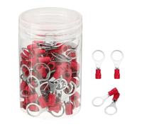 sourcing map 100Pcs Insulated Ring Terminal RV2-10 Battery Lugs 16-14AWG Electrical Crimp Terminals Eyelet Wire Connectors for Industrial, Electrical Wiring, Red