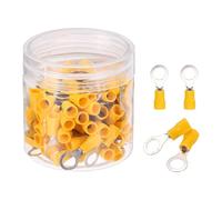 sourcing map 100Pcs Insulated Ring Terminal RV2-6 Battery Lugs 16-14AWG Electrical Crimp Terminals Eyelet Wire Connectors for Industrial, Electrical Wiring, Yellow