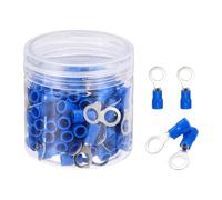 sourcing map 100Pcs Insulated Ring Terminal RV2-6 Battery Lugs 16-14AWG Electrical Crimp Terminals Eyelet Wire Connectors for Industrial, Electrical Wiring, Blue